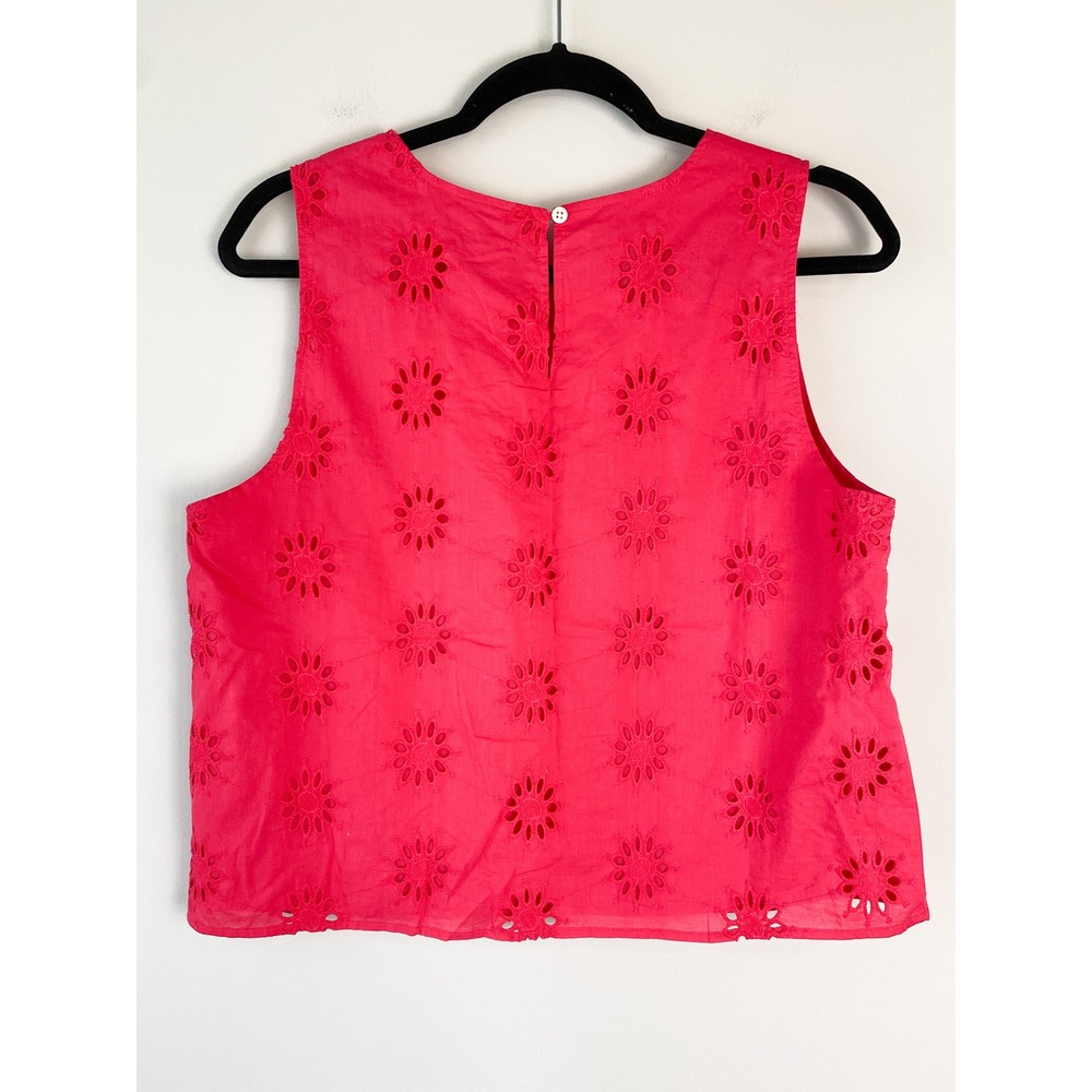 J Crew Womens Eyelet Shell Tank Top M Pink Preppy Summer Coastal Sleeveless - Picture 5 of 8